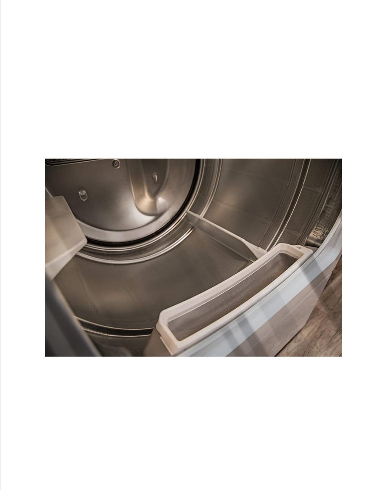 Interior photo of our Speed Queen dryer. Steel interior components, a non-removable lint filter and (..)